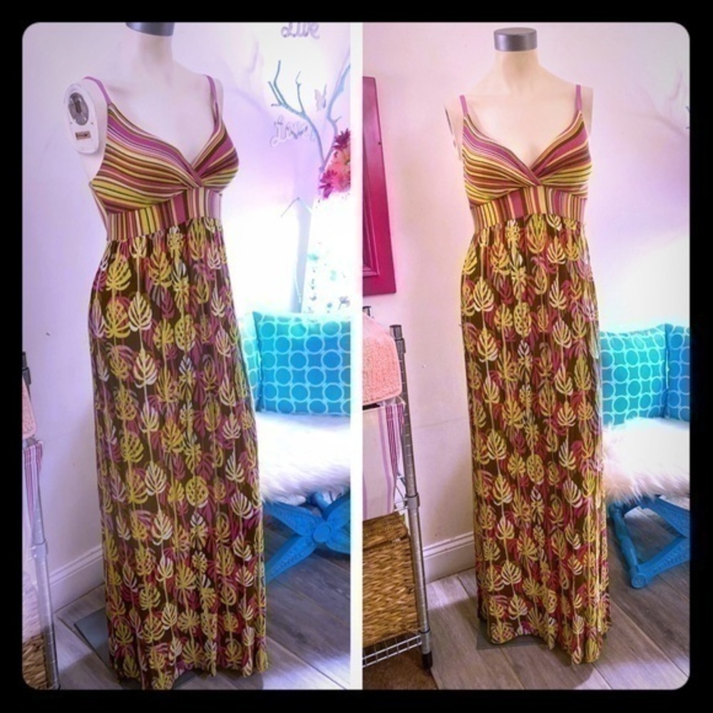 Tropical Flowy Maxi Dress Sz M by Planet Gold Preloved